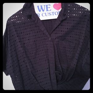 Madewell button up eyelet  tee